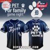 Custom Detroit Tigers baseball jersey with 'Fur family game night' and pet images.!