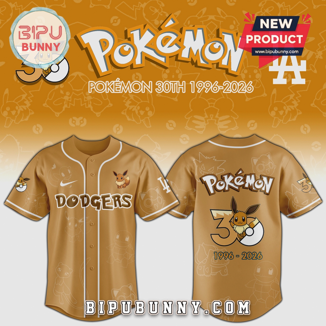 MLB Pokémon 30th Anniversary Eevee Limited Edition Baseball Jersey MLB Pokémon 30th Anniversary Eevee Limited Edition Baseball Jersey