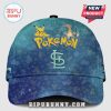 Blue cap with Pokemon characters Pikachu and Charizard, Pokemon logo, and a St. Louis Cardinals logo.!