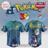 Houston Astros baseball jersey with a Pokemon theme and Pikachu, Charizard, and a 30th anniversary logo.!