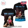 Black Mon Laferte tee with Femme Fatale tour dates! Retro design, blue text, photo graphic!