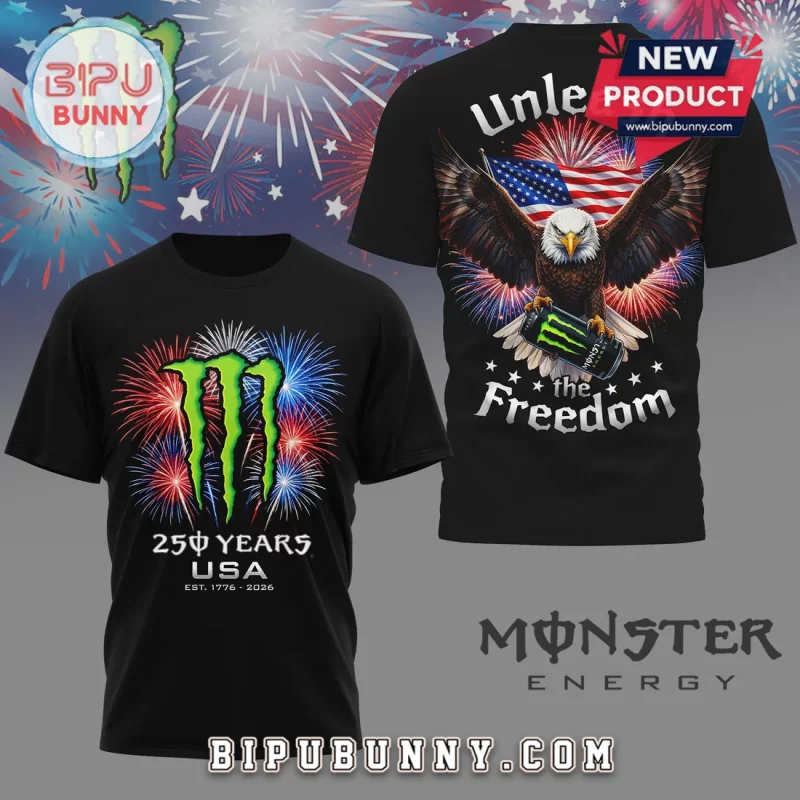 Monster Energy 250 Years USA 2026 Patriotic Eagle 3D T-Shirt
