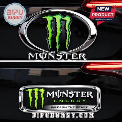 Monster Energy 3D Chrome Green Claw Logo Oval Vehicle Car Badge