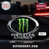 Chrome and black Monster Energy car emblem with bright green claw logo and MONSTER ENERGY text, automotive style!