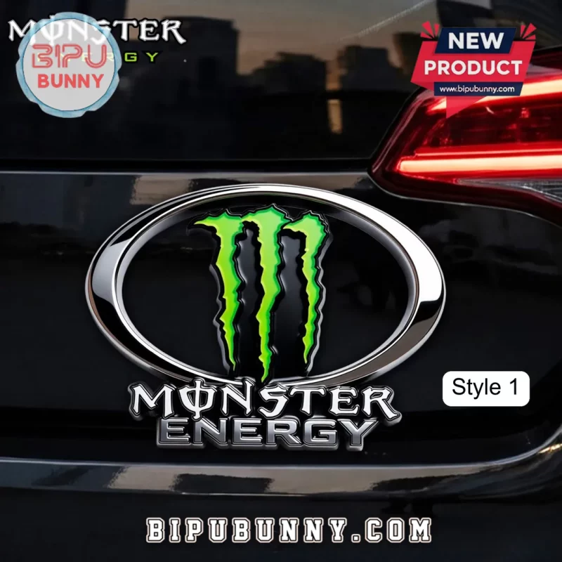 Monster Energy 3D Chrome Green Claw Logo Oval Vehicle Car Badge
