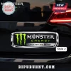Bold Monster Energy car emblem with green claw logo, white text MONSTER ENERGY and UNLEASH THE BEAST, framed in chrome!