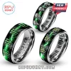 Silver rings feature green lightning effects with black brushed metal! One ring has the Monster Energy logo, another has skulls, and one has the Fox Racing logo!