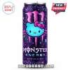 Dark purple cosmic Monster Energy can with neon pink logo and light blue Hello Kitty head with pink bow!
