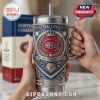 Silver Yeti mug with Canadiens logo, crown, beaver, blue/red. Text: Montreal Canadiens, Est 1909 - 117th Anniversary!