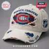 Distressed white cap. Montreal Canadiens logo, NHL logo, 1909-2026 text! Red, white, blue!