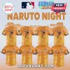 Naruto baseball jersey, orange with clouds! Teams: Miami, Astros, Blue Jays, Dodgers! 'Naruto Night' text!