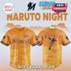 Orange Naruto baseball jersey featuring 'Miami' & cloud graphics, a anime-inspired design!