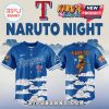 Blue Naruto Night jersey with Rangers text, cloud design, and manga art! Anime baseball vibe!