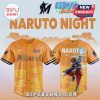 Orange Naruto baseball jersey featuring Miami text. Anime graphic on back. Text: Naruto Night, Bipubunny.com.!