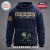 Navy hoodie. Notre Dame Fighting Irish text, 1887-2026, plus leprechaun graphic. College apparel!