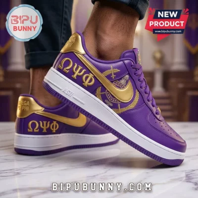 Omega Psi Phi Fraternity Crest Purple Gold Premium Air Force 1