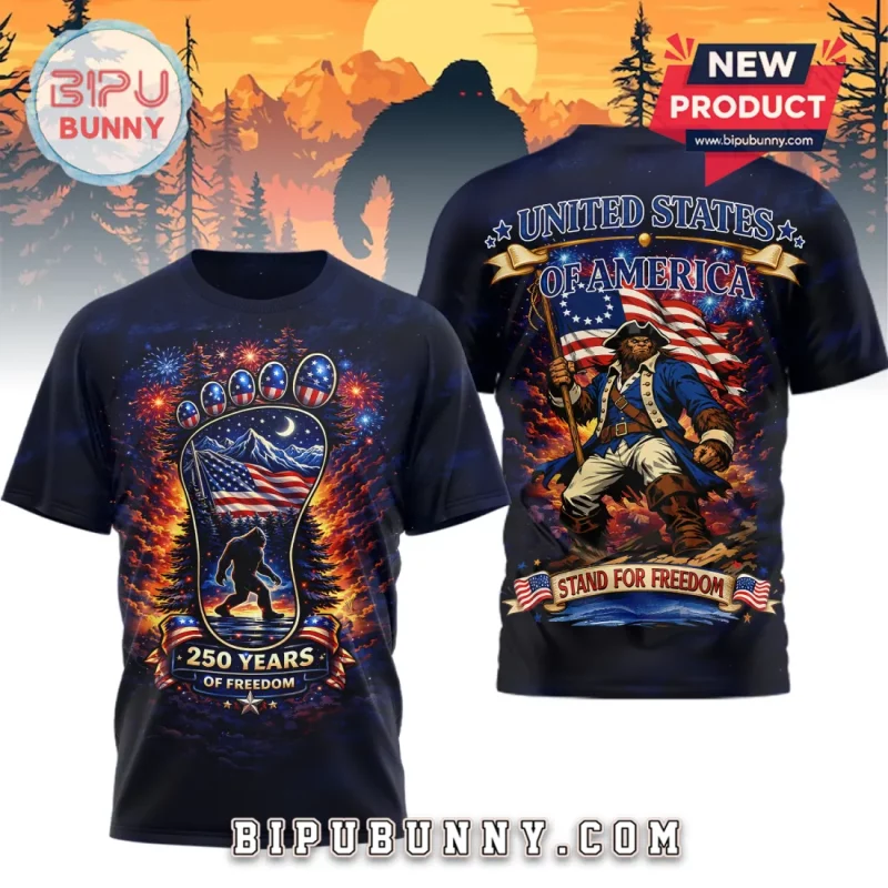 Patriotic Bigfoot 250 Years Of Freedom American Flag 3D T-Shirt Patriotic Bigfoot 250 Years Of Freedom American Flag 3D T-Shirt