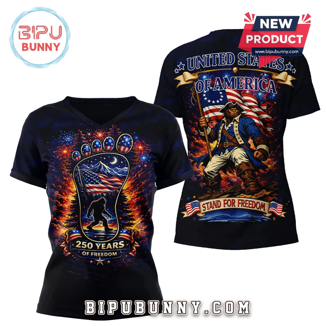 Patriotic Bigfoot 250 Years Of Freedom American Flag 3D T-Shirt Patriotic Bigfoot 250 Years Of Freedom American Flag 3D T-Shirt