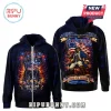 Navy blue hoodie with Bigfoot & USA flag designs! Reads '250 Years of Freedom' and 'United States of America'!