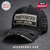 Distressed black cap. PENRITH PANTHERS 1967-2026 text. Sports logo on side. Retro style!