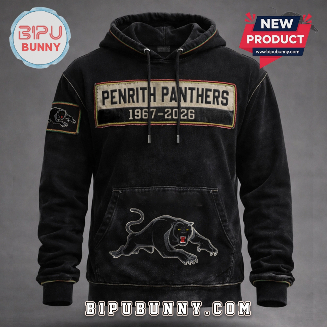 Penrith Panthers 1967-2026 Anniversary Vintage Style Pullover Hoodie Penrith Panthers 1967-2026 Anniversary Vintage Style Pullover Hoodie