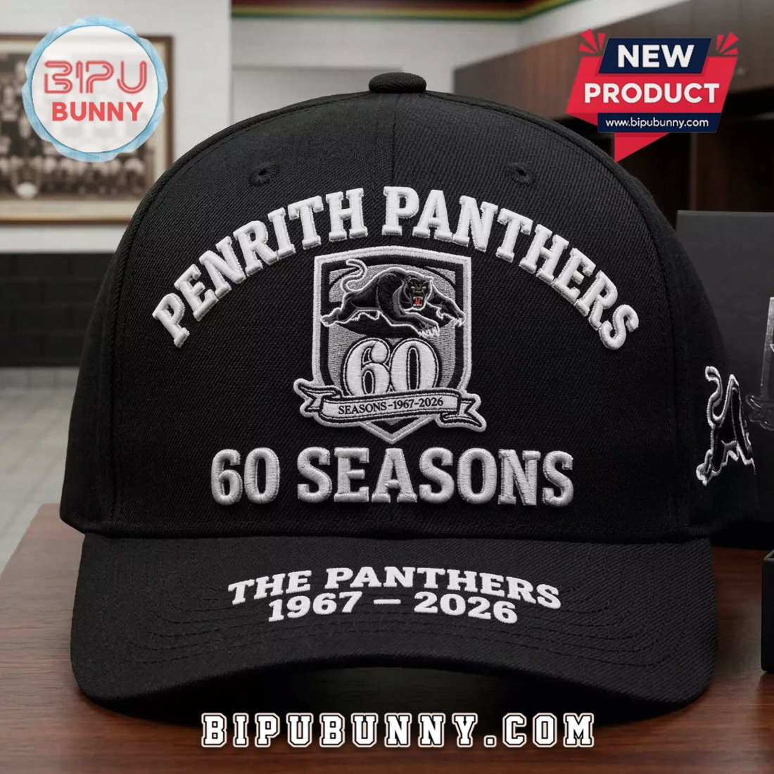Penrith Panthers 60 Seasons Anniversary Embroidered Baseball Cap Penrith Panthers 60 Seasons Anniversary Embroidered Baseball Cap