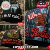 Black beanies: 'I HATE PEOPLE,' Bigfoot art, 'BIGFOOT SAW ME BUT NOBODY BELIEVES HIM,' USA flag. Custom name option!