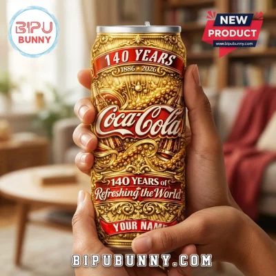 Personalized Coca-Cola 140 Years Gold Vintage Can Tumbler