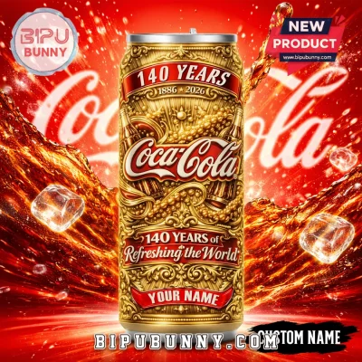 Personalized Coca-Cola 140 Years Gold Vintage Can Tumbler