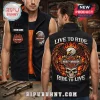 Black vest, Harley-Davidson eagle skull design, text: LIVE TO RIDE, RIDE TO LIVE! Add YOUR NAME!