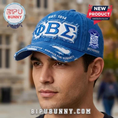 Phi Beta Sigma Fraternity Est 1914 Distressed Embroidered Baseball Cap