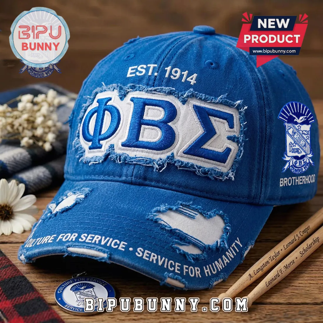 Phi Beta Sigma Fraternity Est 1914 Distressed Embroidered Baseball Cap Phi Beta Sigma Fraternity Est 1914 Distressed Embroidered Baseball Cap