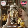 Pikachu 'Electric Legend' stainless steel mug with a straw, gold accents and diamond-like details.!