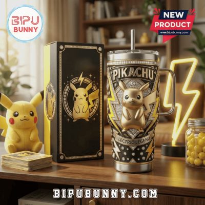 Pikachu Electric Legend – Golden 3D Limited Edition Stainless Steel Tumbler