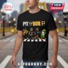 Black tee with retro-style mascots of Pittsburgh teams crossing Abbey Road. Text: PITTSBURGH!