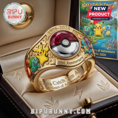 Pok&eacute;mon 30th Anniversary Commemorative Gotta Catch 'Em All Gold Ring