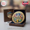 Pokemon 30th Anniversary Coin. Features Pikachu, Bulbasaur & more! Text: Gotta Catch 'em All! 1996-2026. Wood display box!