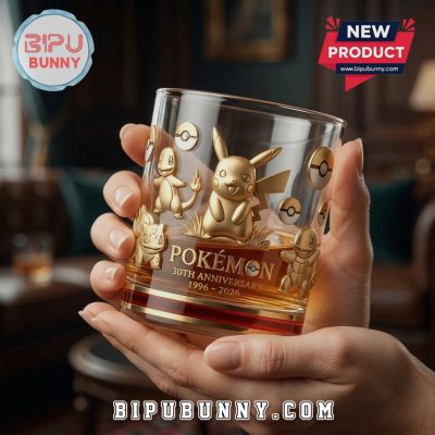 Pokémon 30th Anniversary Gold Pikachu & Friends Whiskey Glass
