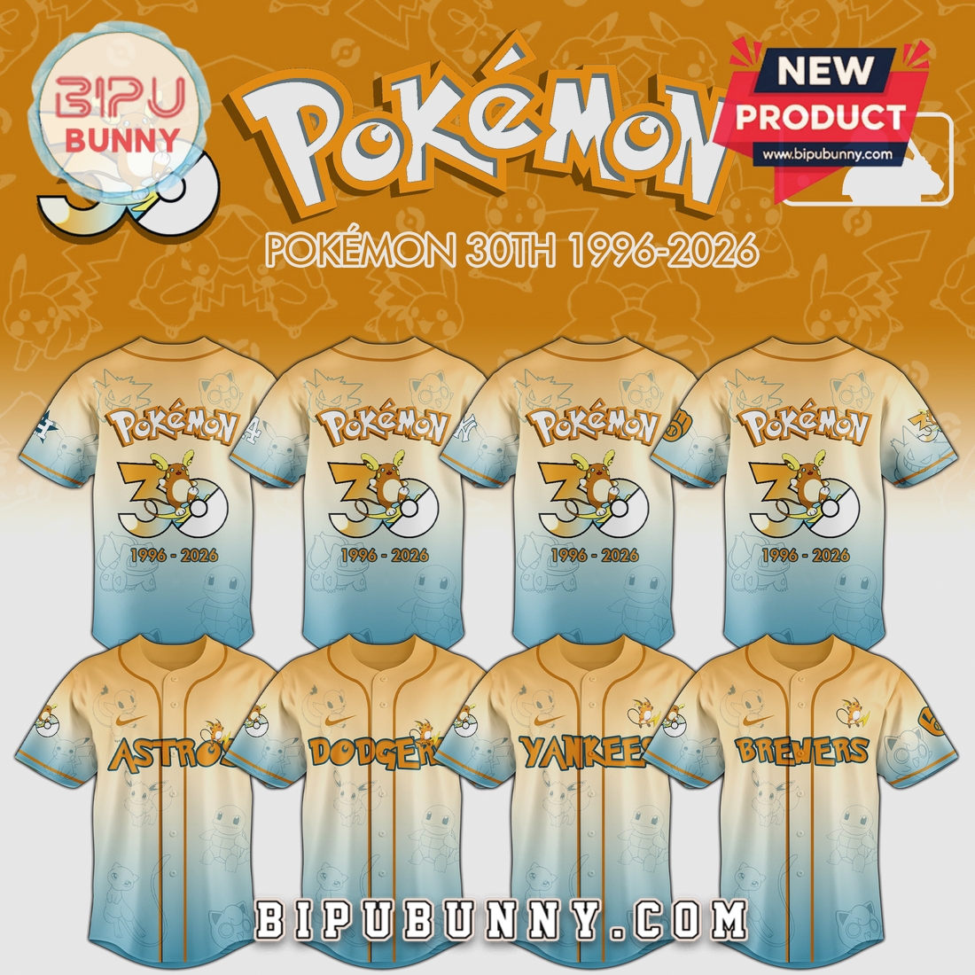 Pokémon 30th Anniversary MLB Team Raichu Limited Edition Baseball Jersey Pokémon 30th Anniversary MLB Team Raichu Limited Edition Baseball Jersey