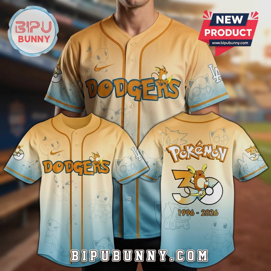 Pokémon 30th Anniversary MLB Team Raichu Limited Edition Baseball Jersey Pokémon 30th Anniversary MLB Team Raichu Limited Edition Baseball Jersey
