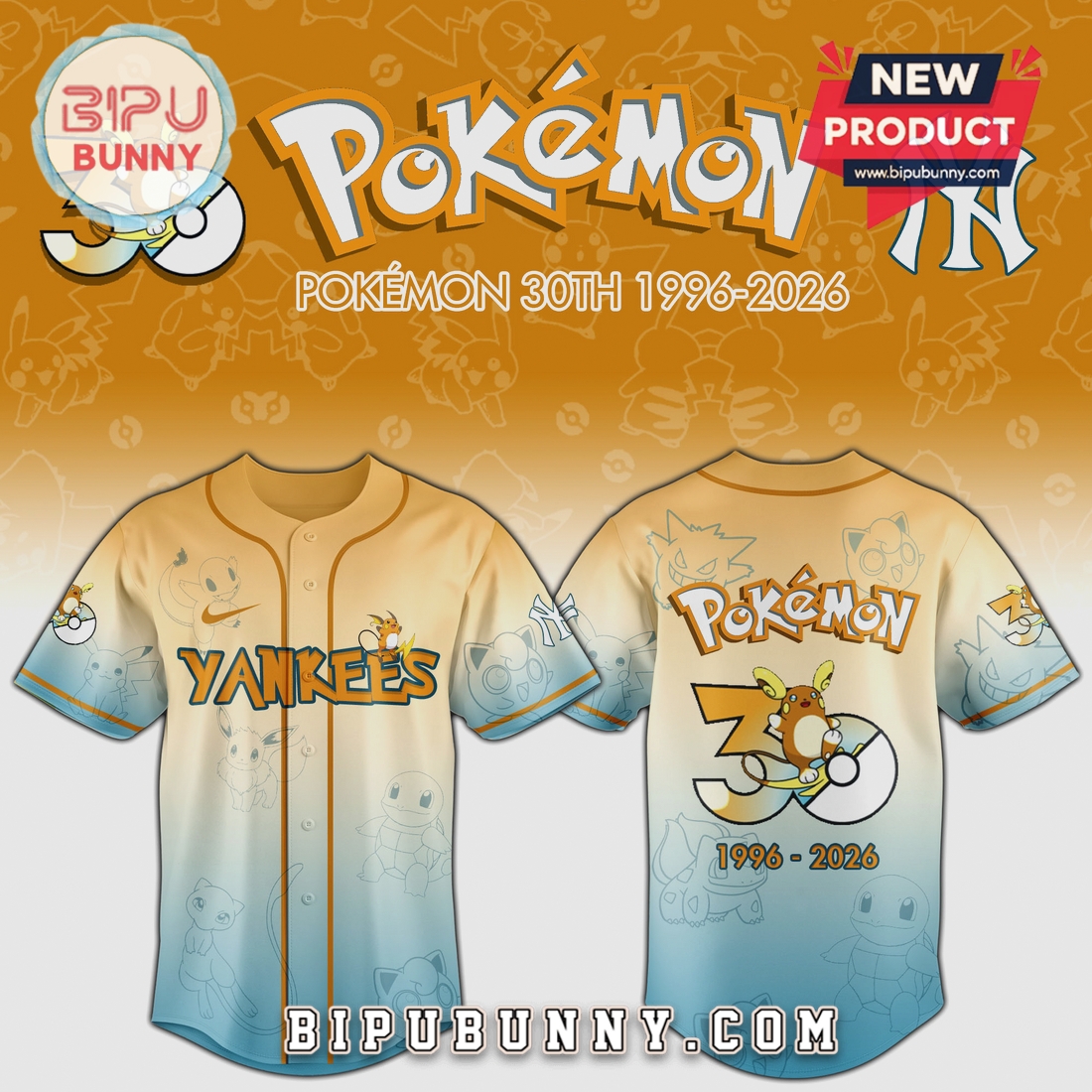 Pokémon 30th Anniversary MLB Team Raichu Limited Edition Baseball Jersey Pokémon 30th Anniversary MLB Team Raichu Limited Edition Baseball Jersey