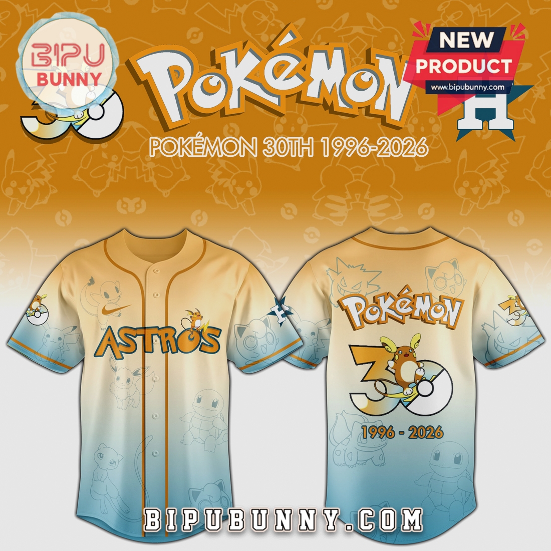 Pokémon 30th Anniversary MLB Team Raichu Limited Edition Baseball Jersey Pokémon 30th Anniversary MLB Team Raichu Limited Edition Baseball Jersey