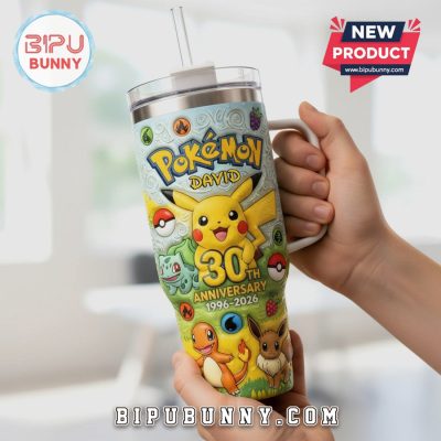 Pokémon 30th Anniversary Personalized 3D Design Stainless Steel Tumbler