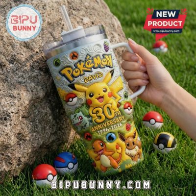 Pokémon 30th Anniversary Personalized 3D Design Stainless Steel Tumbler