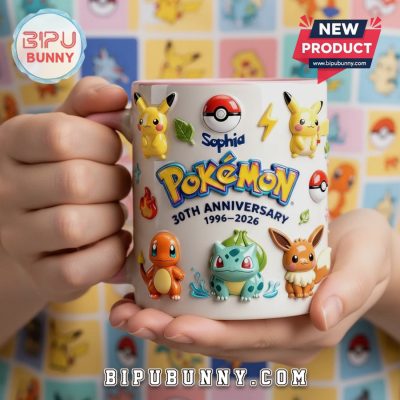 Pokemon 30th Anniversary Personalized 3D Premium Ceramic Coffee Mug