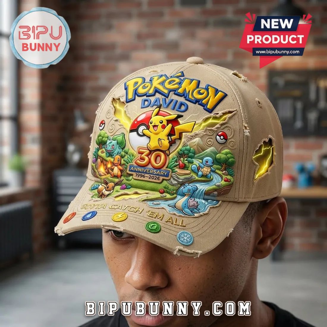 Pokemon 30th Anniversary Personalized Premium 3D Baseball Cap Pokemon 30th Anniversary Personalized Premium 3D Baseball Cap