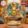 Gold ring celebrating Pokémon 30th Anniversary, featuring Pikachu, Charizard, Mewtwo, and starter Pokémon designs.!
