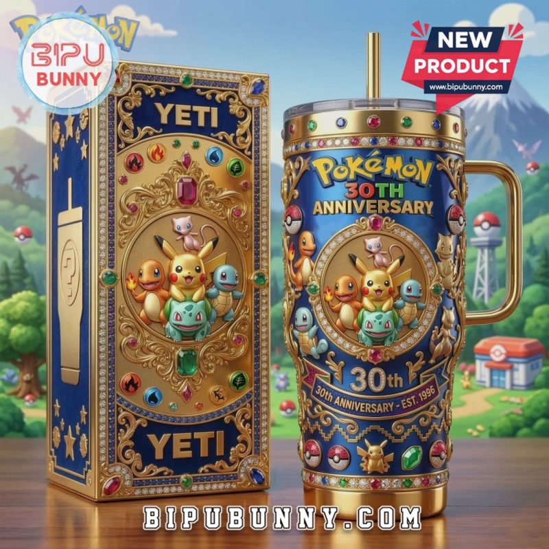Pokemon 30th Anniversary Yeti Luxury Gold Stainless Steel Tumbler