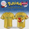 Yellow Pokemon baseball jersey with Nationals on the front and a 30th anniversary design on the back.!