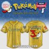 Yellow baseball jersey featuring a Pokémon theme, incorporating Pikachu and the text 'Philles'.!